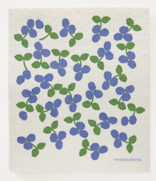 Swedish Dishcloth, Blueberries, Three Bluebirds, MyEcoMark