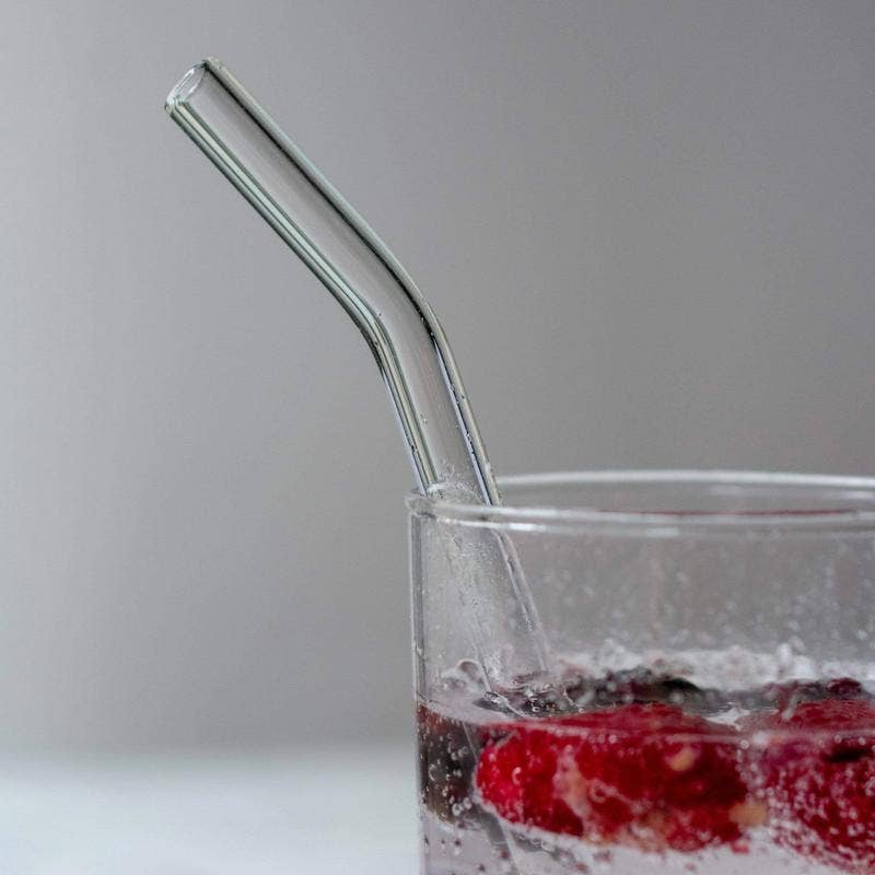 Curved Glass Straw with Brush, 8 inch, DrinkingStraws.Glass, MyEcoMark, view 3