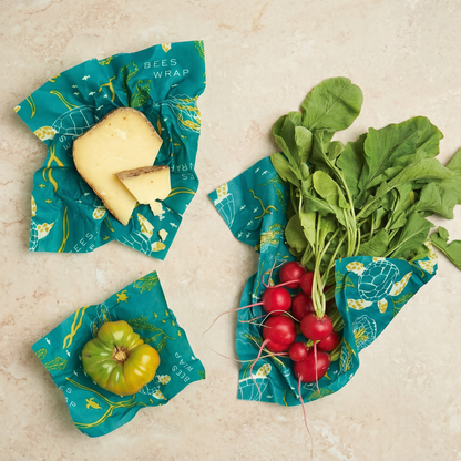 Food Wraps, 3-Pack, Oceans, Bee's Wrap, MyEcoMark
