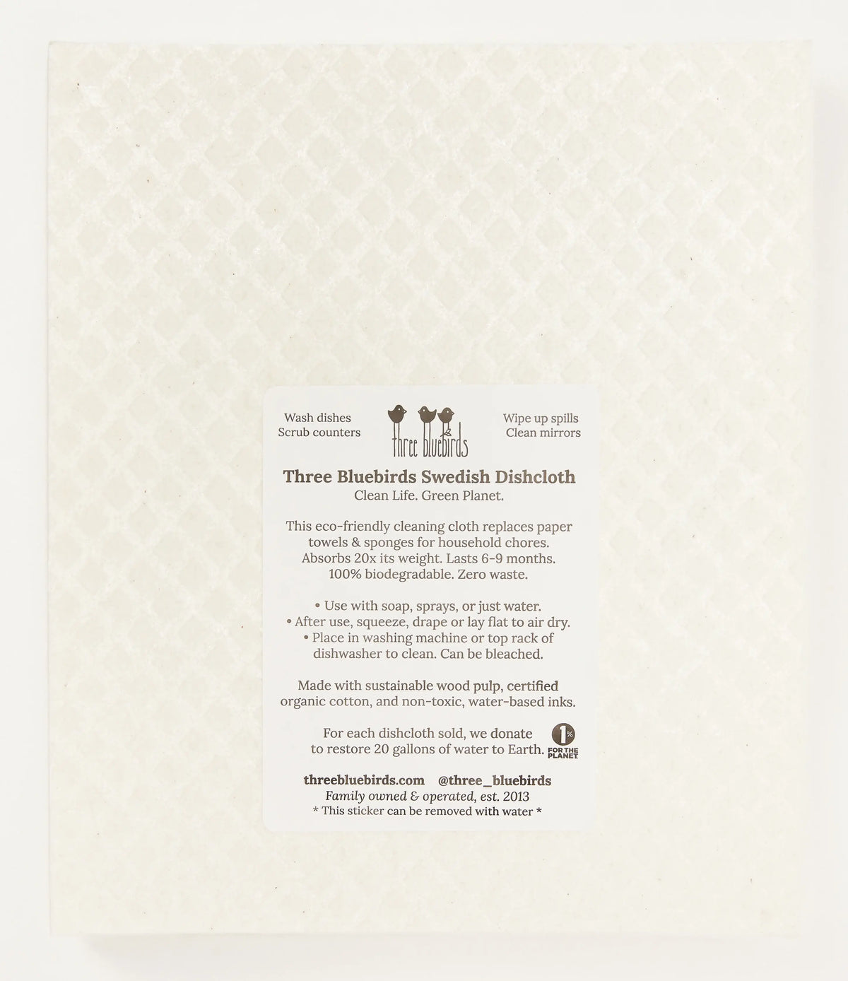 Swedish Dishcloth, Whales, Three Bluebirds, MyEcoMark, view 2