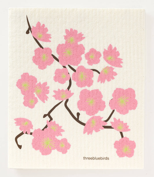 Swedish Dishcloth, Cherry Blossoms, Three Bluebirds, MyEcoMark